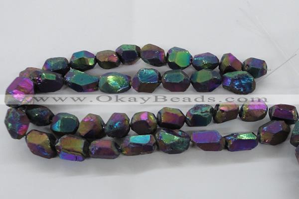 CNG1799 13*18mm - 15*20mm faceted nuggets plated quartz beads