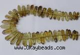 CNG2153 15.5 inches 8*25mm - 10*40mm faceted nuggets lemon quartz beads