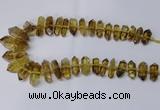 CNG2154 15.5 inches 10*25mm - 15*40mm faceted nuggets lemon quartz beads