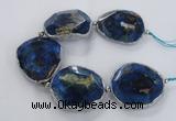 CNG2179 8 inches 40*45mm - 45*50mm freeform agate beads with brass setting