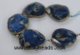 CNG2182 8 inches 40*45mm - 45*50mm freeform agate beads with brass setting