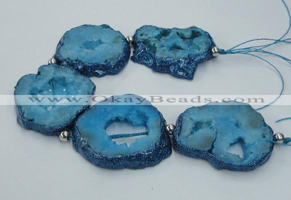 CNG2359 7.5 inches 40*50mm - 55*60mm freeform druzy agate beads