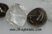 CNG238 15.5 inches 15*22mm nuggets smoky quartz & crystal beads