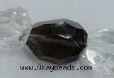 CNG239 18*25mm - 25*30mm faceted nuggets smoky quartz & crystal beads