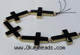 CNG2425 7.5 inches 25*40mm cross agate gemstone beads wholesale