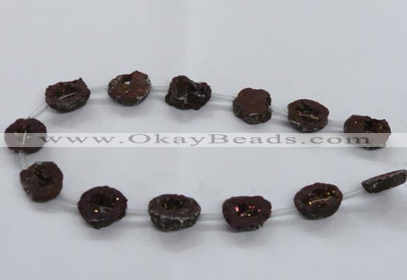 CNG2486 15.5 inches 15*20mm - 20*25mm freeform plated druzy agate beads