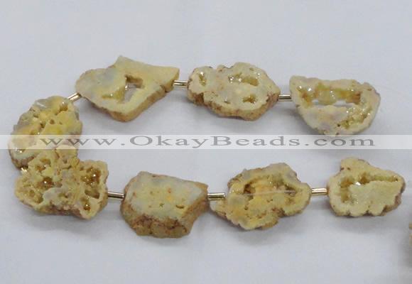 CNG2491 15.5 inches 30*40mm - 40*50mm freeform plated druzy agate beads