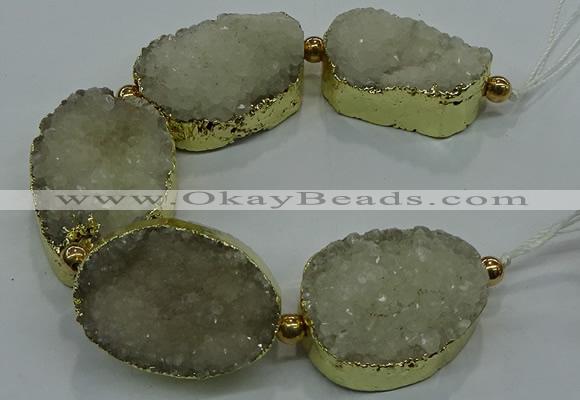 CNG2558 7.5 inches 25*35mm - 30*40mm freeform druzy agate beads