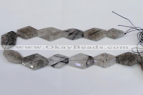 CNG2711 18*25mm - 25*35mm freeform black rutilated quartz beads