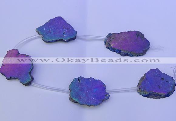 CNG2761 15.5 inches 28*35mm - 40*45mm freeform plated druzy agate beads