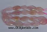 CNG2839 20*30mm - 22*35mm twisted & faceted freeform rose quartz beads