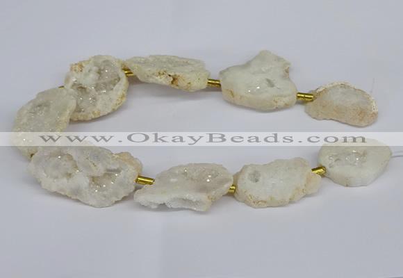 CNG2888 15.5 inches 25*30mm - 30*35mm freeform plated druzy agate beads