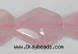 CNG301 15.5 inches 25*35mm faceted nuggets rose quartz beads