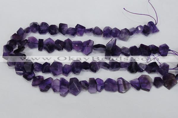 CNG307 15.5 inches 10*15mm faceted nuggets amethyst gemstone beads