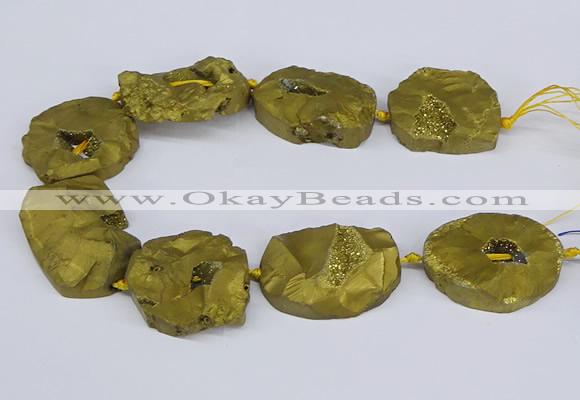 CNG3091 15.5 inches 25*30mm - 35*50mm freeform plated druzy agate beads