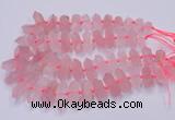 CNG3201 10*25mm - 12*45mm faceted nuggets rose quartz beads