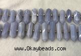 CNG3212 10*25mm - 12*45mm faceted nuggets blue lace agate beads