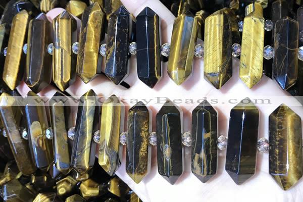 CNG3214 11*25mm - 12*45mm faceted nuggets yellow tiger eye beads