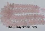 CNG3216 10*25mm - 12*50mm faceted nuggets rose quartz beads