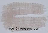 CNG3217 10*25mm - 12*50mm faceted nuggets rose quartz beads