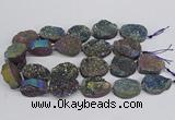 CNG3276 22*30mm - 30*40mm freeform plated druzy agate beads