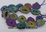 CNG3296 30*35mm - 35*40mm freeform plated druzy agate beads