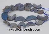 CNG3309 20*30mm - 30*45mm freeform plated druzy agate beads