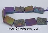 CNG3478 15.5 inches 30*40mm freeform plated druzy agate beads