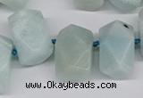 CNG3526 Top drilled  13*18mm - 15*20mm faceted nuggets amazonite beads