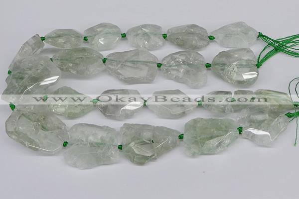 CNG3535 15.5 inches 25*30mm - 30*40mm freeform green quartz beads