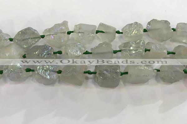 CNG3546 15*20mm - 20*25mm nuggets plated rough white crystal beads