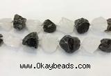 CNG3572 18*20mm - 25*30mm nuggets rough white crystal & smoky quartz beads