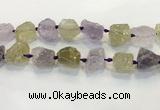 CNG3575 18*20mm - 25*30mm nuggets rough amethyst & lemon quartz beads