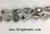 CNG3585 15*25mm - 20*30mm faceted nuggets black rutilated quartz beads