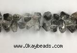 CNG3586 15*20mm - 15*30mm faceted nuggets black rutilated quartz beads