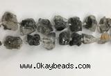 CNG3587 15*20mm - 18*25mm nuggets black & white rutilated quartz beads