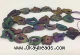 CNG3648 15.5 inches 22*30mm - 30*40mm freeform plated druzy agate beads