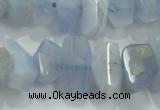 CNG368 15.5 inches 10*20mm faceted nuggets blue chalcedony beads