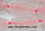 CNG374 15.5 inches 15*35mm faceted nuggets rose quartz beads