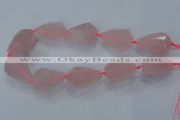 CNG385 15.5 inches 20*30mm – 25*35mm faceted nuggets rose quartz beads