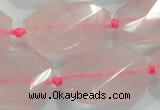 CNG480 15.5 inches 20*30mm twisted & faceted nuggets rose quartz beads