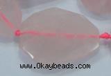 CNG481 15.5 inches 30*40mm twisted & faceted nuggets rose quartz beads