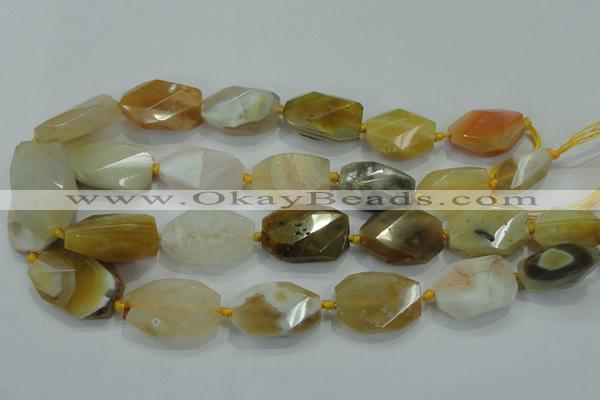 CNG493 15 inches 15*20mm – 20*32mm twisted & faceted nuggets agate beads