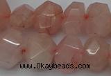 CNG5005 15.5 inches 12*16mm - 15*20mm faceted nuggets rose quartz beads