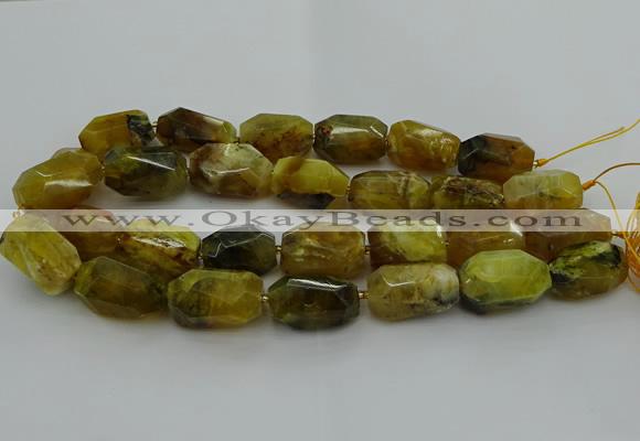 CNG5087 13*18mm - 15*25mm faceted nuggets yellow & green opal beads