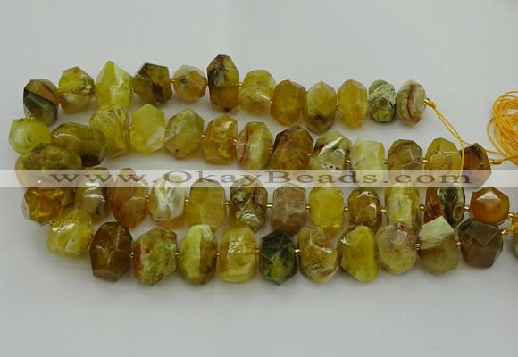 CNG5095 13*18mm - 15*20mm faceted nuggets yellow & green opal beads