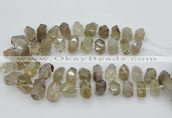 CNG5213 15.5 inches 12*16mm - 15*20mm faceted nuggets smoky quartz beads