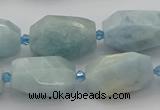 CNG5228 15.5 inches 12*16mm - 15*25mm faceted nuggets aquamarine beads