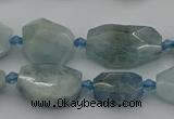 CNG5287 15.5 inches 12*16mm - 15*25mm faceted freeform aquamarine beads