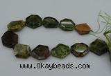 CNG5314 15.5 inches 20*30mm - 35*45mm freeform green garnet beads